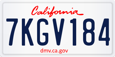 CA license plate 7KGV184
