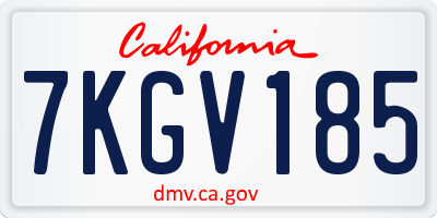 CA license plate 7KGV185