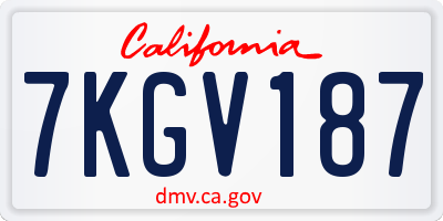 CA license plate 7KGV187