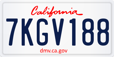 CA license plate 7KGV188