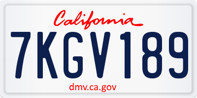 CA license plate 7KGV189