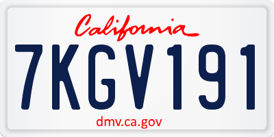 CA license plate 7KGV191