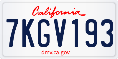 CA license plate 7KGV193