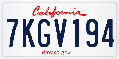 CA license plate 7KGV194