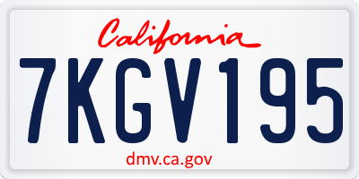 CA license plate 7KGV195