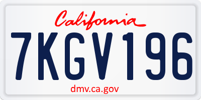 CA license plate 7KGV196