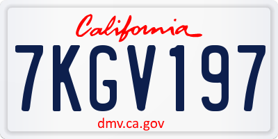 CA license plate 7KGV197