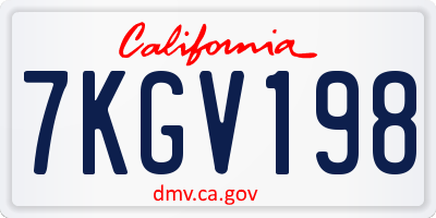 CA license plate 7KGV198