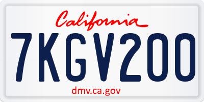 CA license plate 7KGV200
