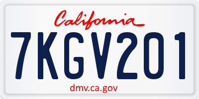 CA license plate 7KGV201