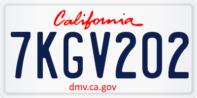 CA license plate 7KGV202