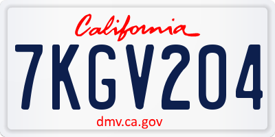 CA license plate 7KGV204