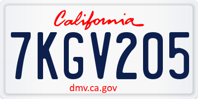 CA license plate 7KGV205