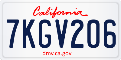 CA license plate 7KGV206