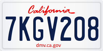 CA license plate 7KGV208