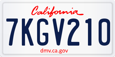 CA license plate 7KGV210