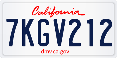 CA license plate 7KGV212