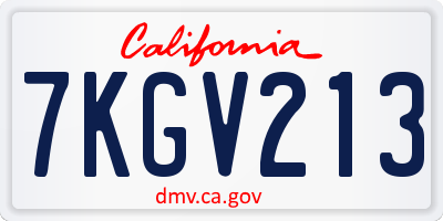 CA license plate 7KGV213