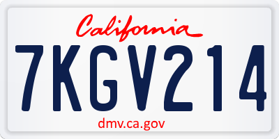 CA license plate 7KGV214