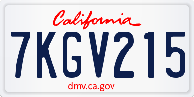 CA license plate 7KGV215