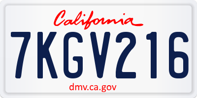 CA license plate 7KGV216