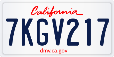 CA license plate 7KGV217