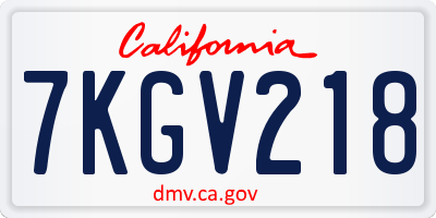 CA license plate 7KGV218