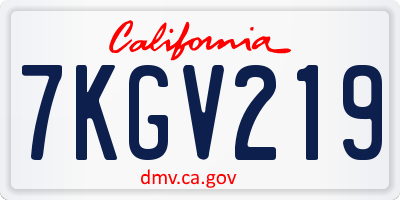 CA license plate 7KGV219