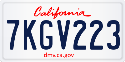 CA license plate 7KGV223