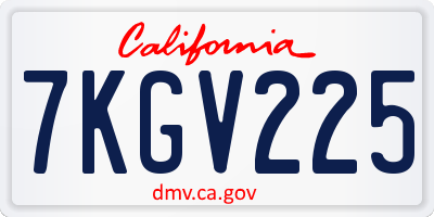 CA license plate 7KGV225