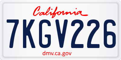 CA license plate 7KGV226