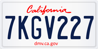 CA license plate 7KGV227
