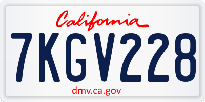 CA license plate 7KGV228