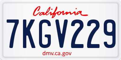 CA license plate 7KGV229