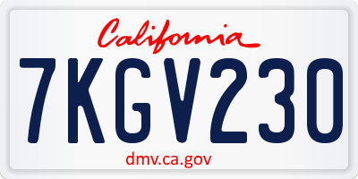 CA license plate 7KGV230