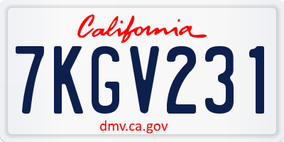 CA license plate 7KGV231