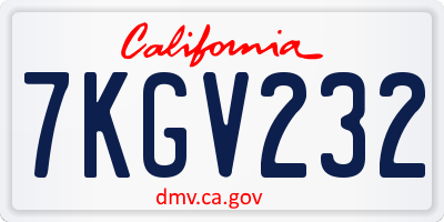 CA license plate 7KGV232
