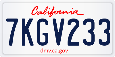 CA license plate 7KGV233