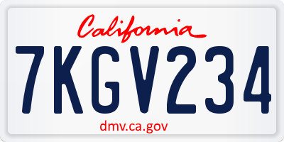 CA license plate 7KGV234