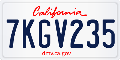 CA license plate 7KGV235