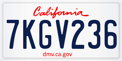 CA license plate 7KGV236