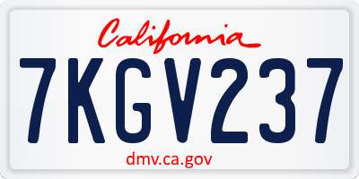 CA license plate 7KGV237