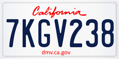 CA license plate 7KGV238