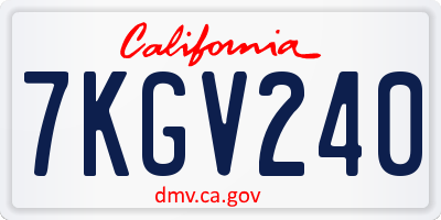 CA license plate 7KGV240