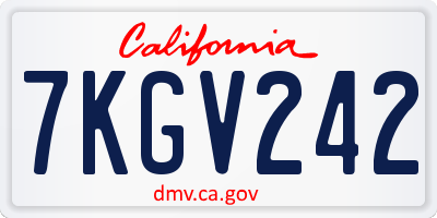 CA license plate 7KGV242