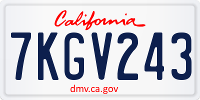 CA license plate 7KGV243