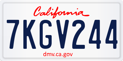 CA license plate 7KGV244