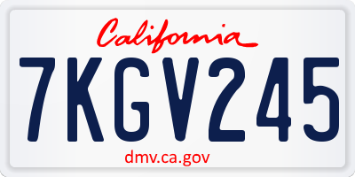 CA license plate 7KGV245