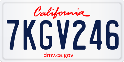 CA license plate 7KGV246