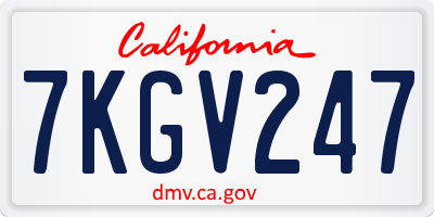 CA license plate 7KGV247